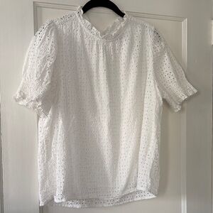J. Crew White Eyelet Blouse
